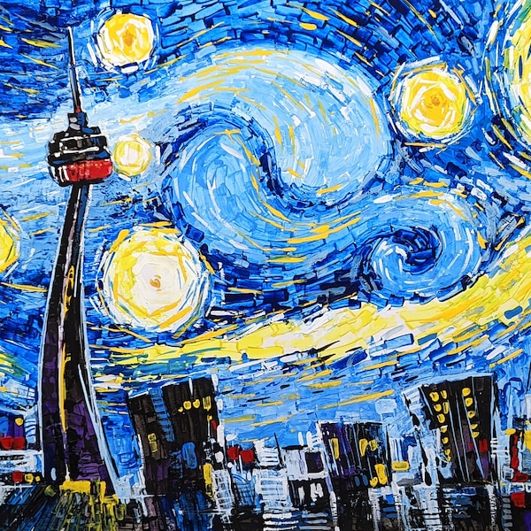 Peinture originale - Starry Toronto (techniques mixtes)