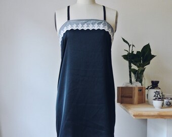 MORELLE Cream & Black Lace Tulle Nightie Bralette Sleepwear Satin