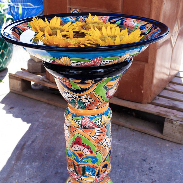 Biggest  Talavera Mexican Pottery BIRD  BATH