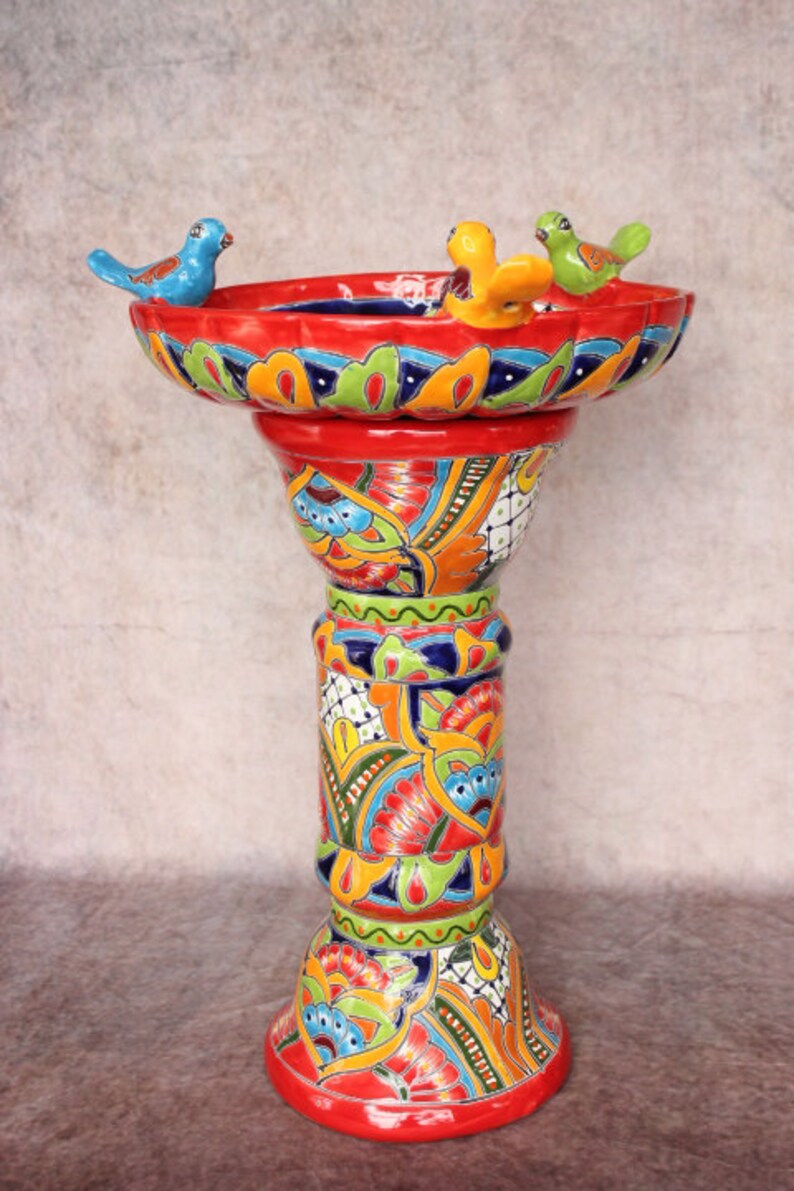 Talavera Mexican Pottery BIRD BATH Etsy Israel