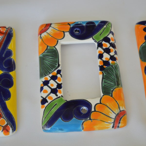 3 Talavera Mexican Pottery Light Switch Covers: Hand-Painted Wall Art