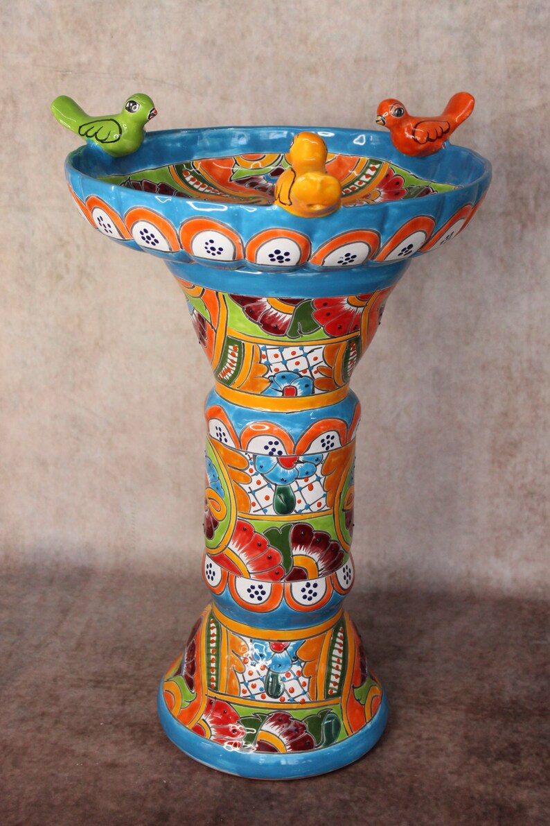 Talavera Mexican Pottery BIRD BATH zdjęcie 1