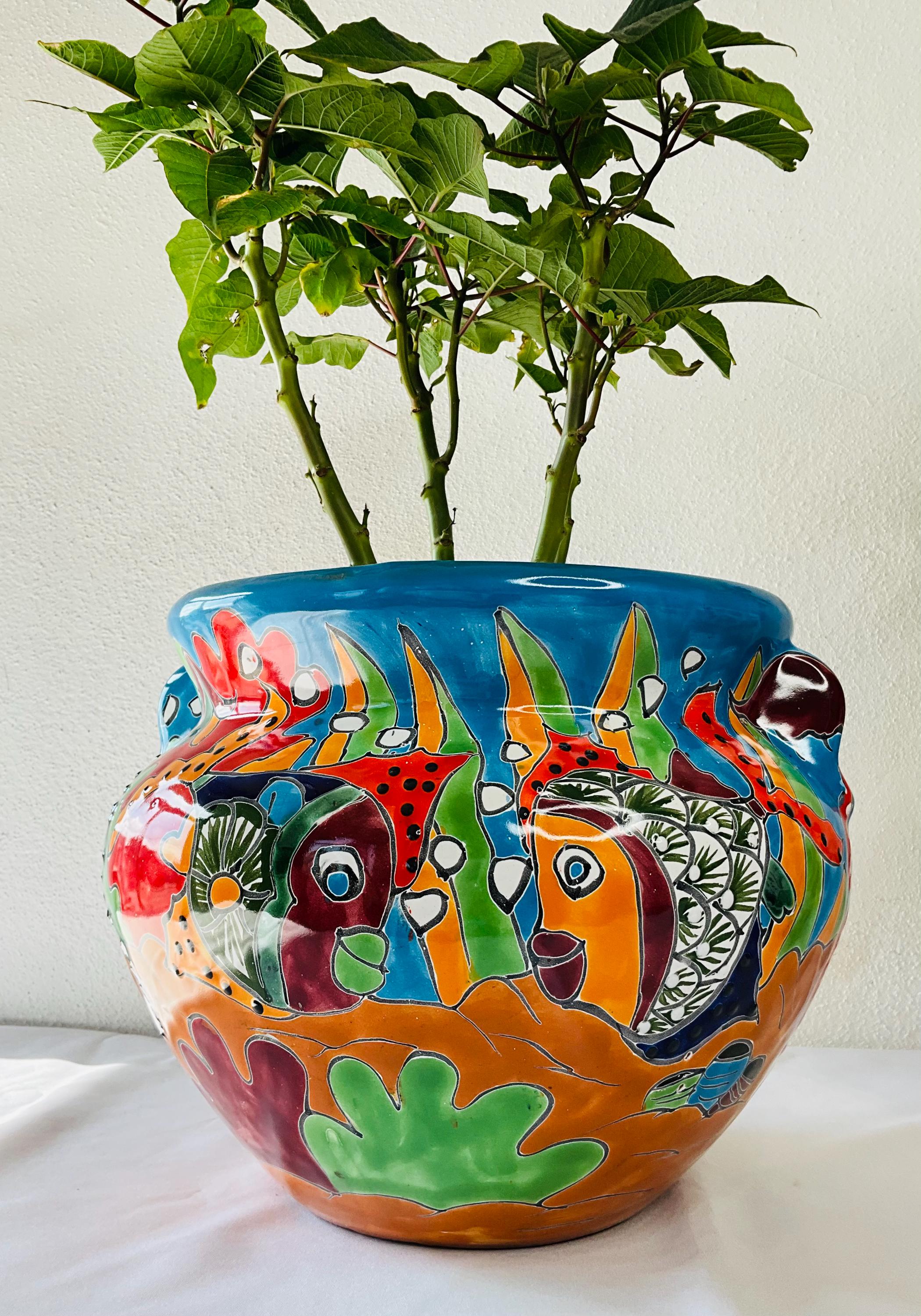 Small Flower Pot Blue and White Talavera Style - Etsy