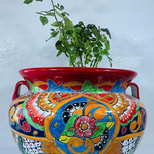 Vaso de flores Talavera pintado à mão: plantador para ambientes internos e externos