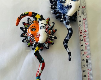 Handmade Talavera Sun/Moon Wall Art: Colorful Eclipse Decor