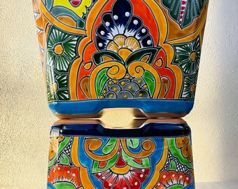 Talavera Kanne eckig.