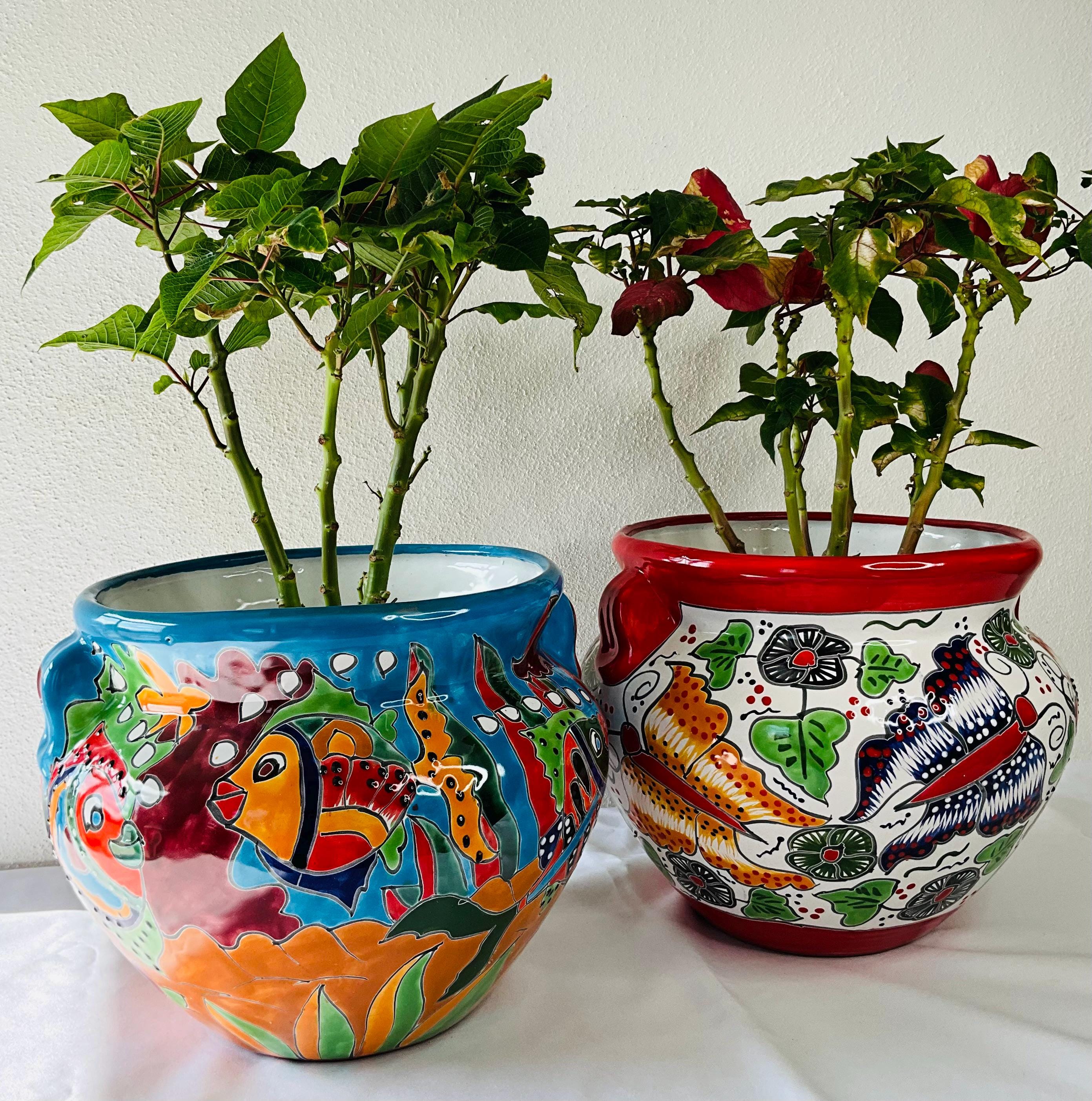 Small Flower Pot Blue and White Talavera Style - Etsy