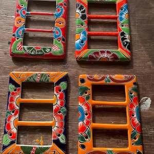 1 Mexican Talavera Pottery wall art  &quot; X &quot; light switch tripple toggle