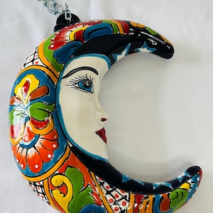 Decorazione murale a forma di luna Talavera fatta a mano: bifacciale