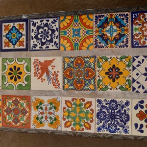 24 Mexican Talavera Tile mix 4x4&quot;