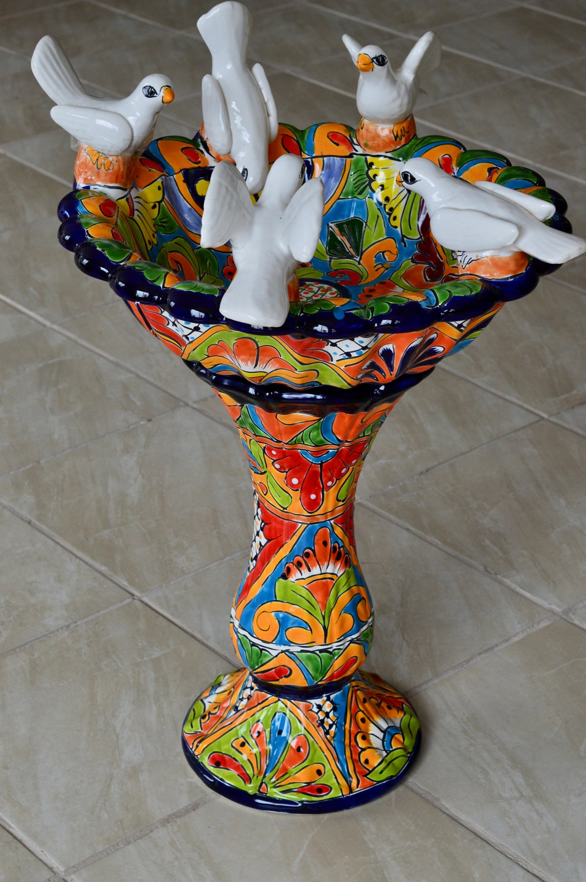 Talavera Mexican Pottery BIRD BATH - Etsy