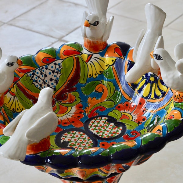 Talavera Mexican Pottery BIRD BATH