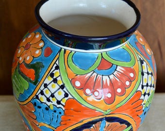 Elegant blue talavera vase