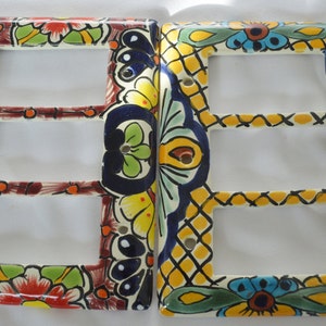 2 Mexican Talavera Pottery wall art  &quot; X &quot; light switch tripple toggle