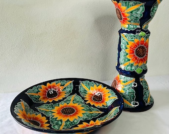 Bebedero más grande para pájaros de Talavera