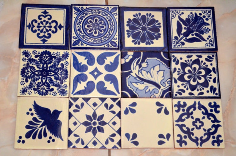 12 Mexican Talavera Tile Mix 4x4 Etsy Australia
