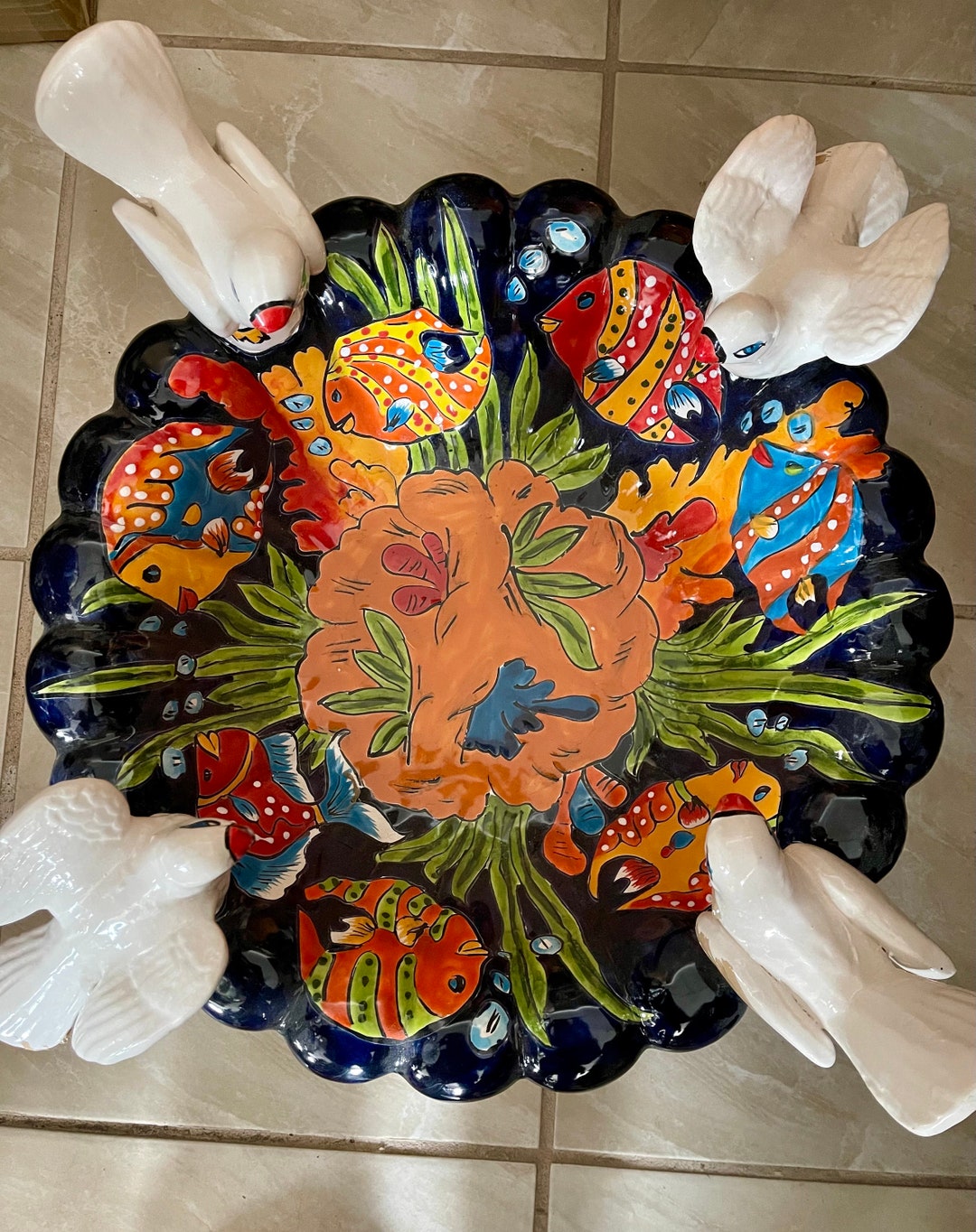 Talavera Mexican Pottery BIRD BATH