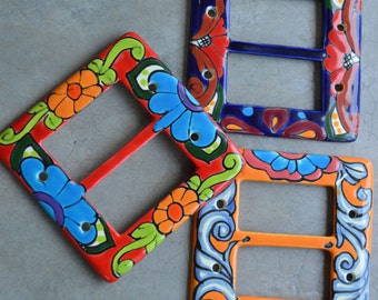 Hand-Painted Mexican Talavera Pottery Double Light Switch Cover