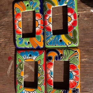 1 Talavera Mexican Pottery 3&quot; X 5&quot; light single rocker switch wall plate wall art