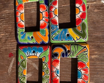 Hand-Painted Talavera Mexican Pottery Single Rocker Switch Plate