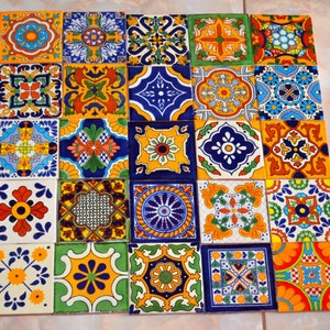 25 Mexican Talavera Tile mix 4x4"