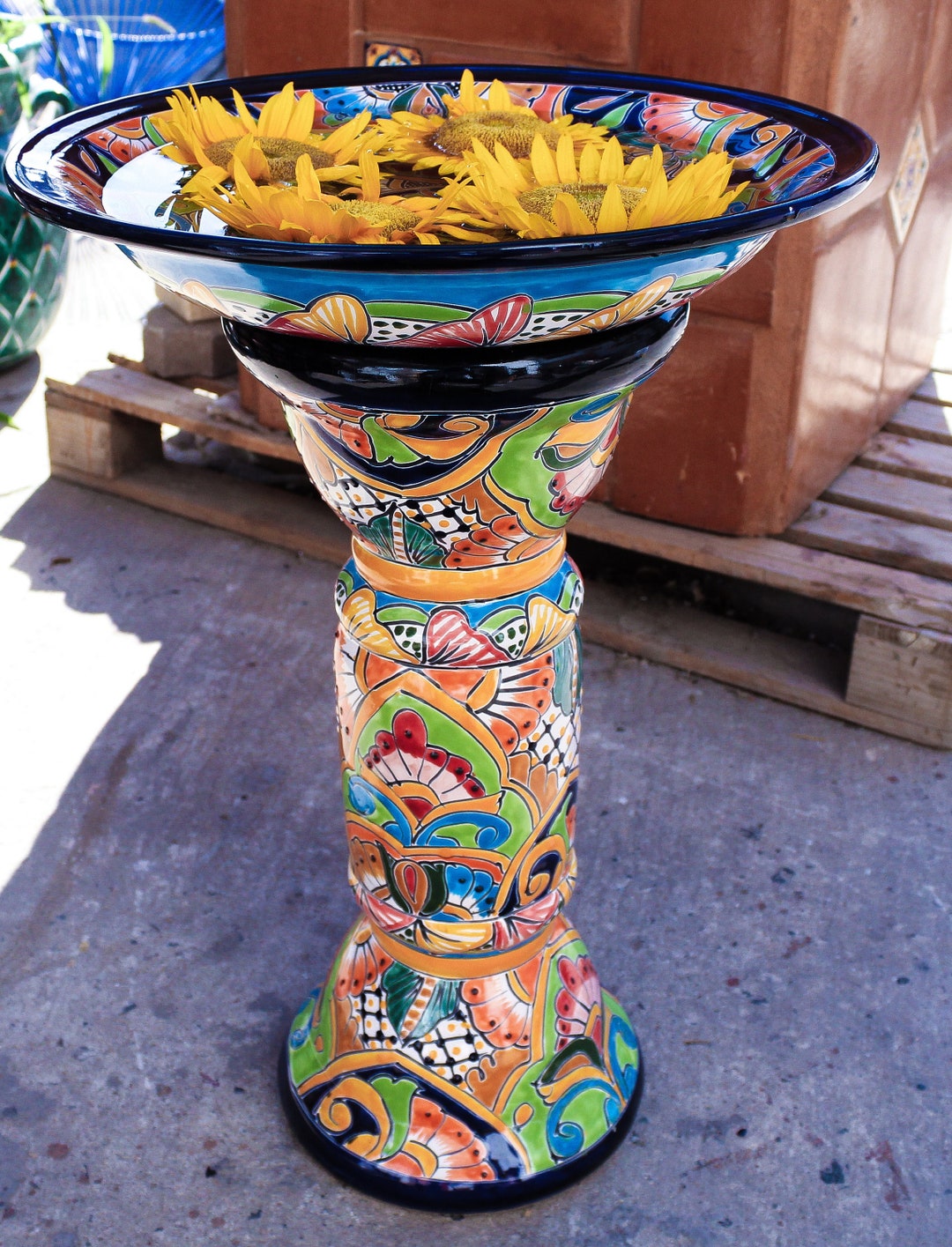 Biggest Talavera Mexican Pottery BIRD BATH Etsy