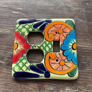 Hand-Painted Mexican Talavera Pottery Double Light Switch Cover