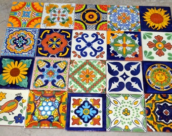 100 Mexican Talavera Tile mix 4x4"