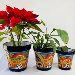 SET OF 3 -Talavera  flower pots
