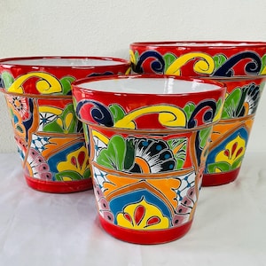 SET OF 3 -Talavera  flower pots