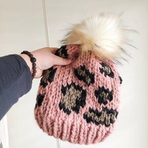 Wild at Heart Beanie Knitting PATTERN, Leopard Print Knit Beanie Pattern, Leopard Print, Adult Size image 7