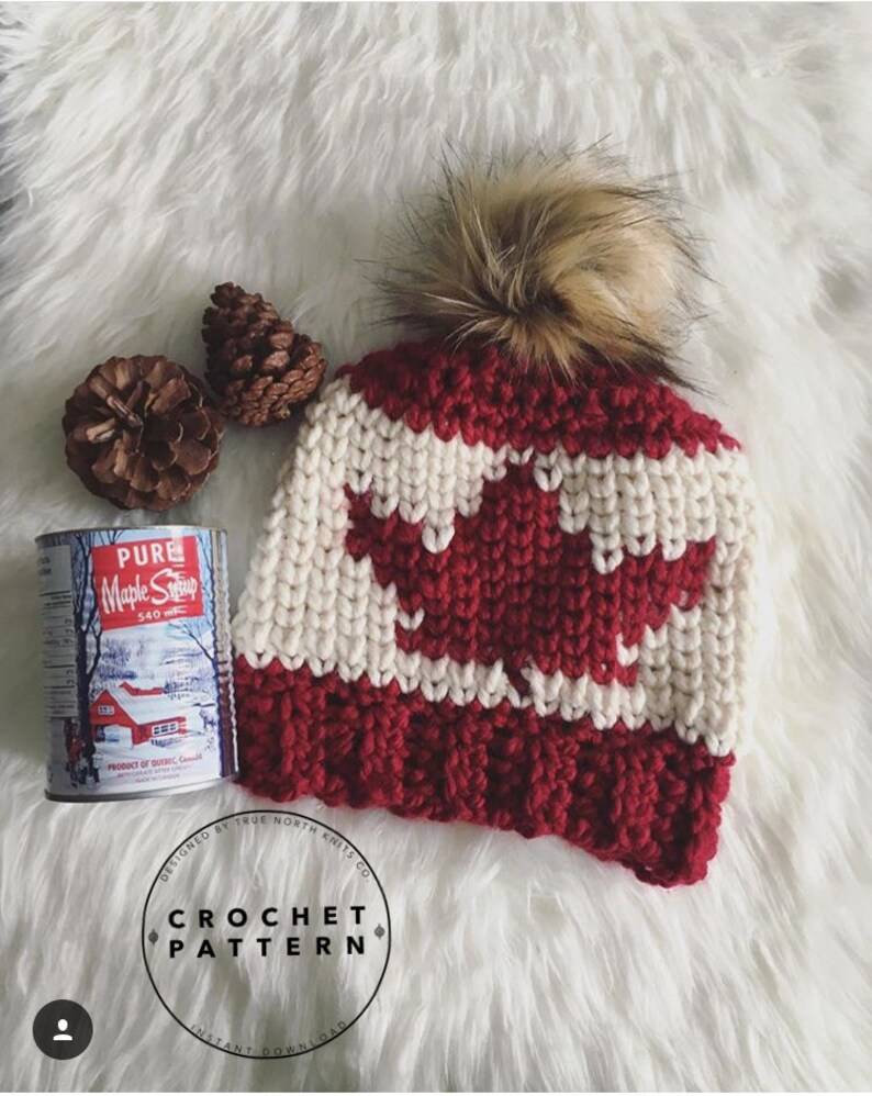 O, Canada Beanie CROCHET PATTERN digital copy, Adult size image 1