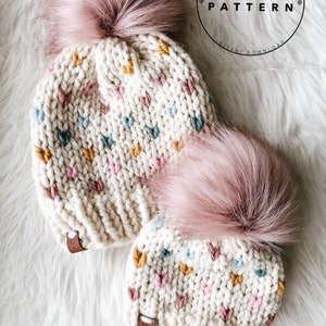 ADULT Sizes Candy Hearts Beanie KNITTING PATTERN