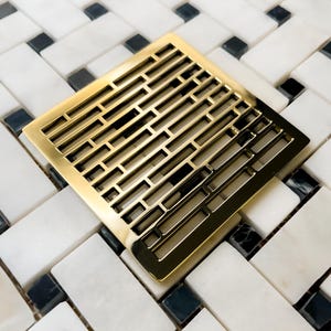 Square Shower Drain Cover, Replacement for Ebbe, Roman Brick Design by Designer Drains