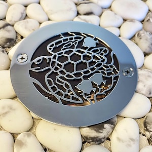 Shower Drain, 4 Inch Round Shower Drain, Sea Turtle Design