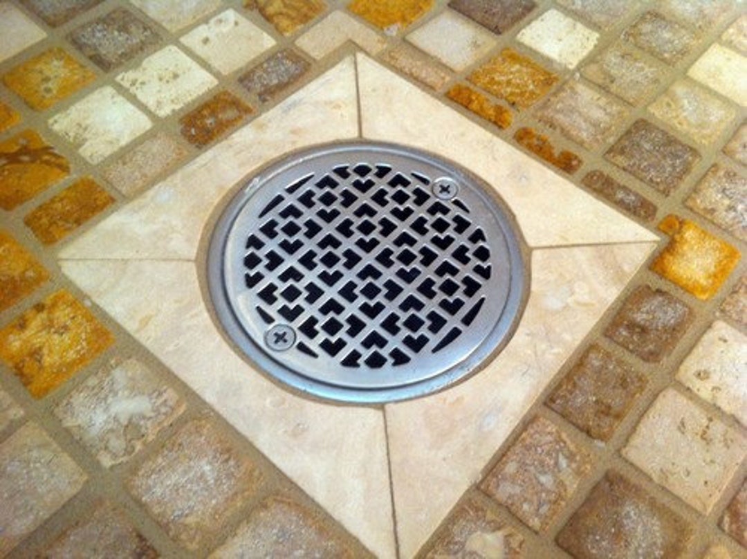 4 Inch Round Shower Drain Cover, Geometric No. 7