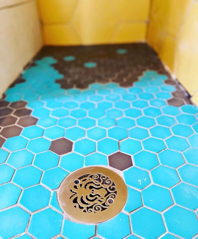 Shower Drain Cover 4.25 Inch Round Octopus Design by Etsy