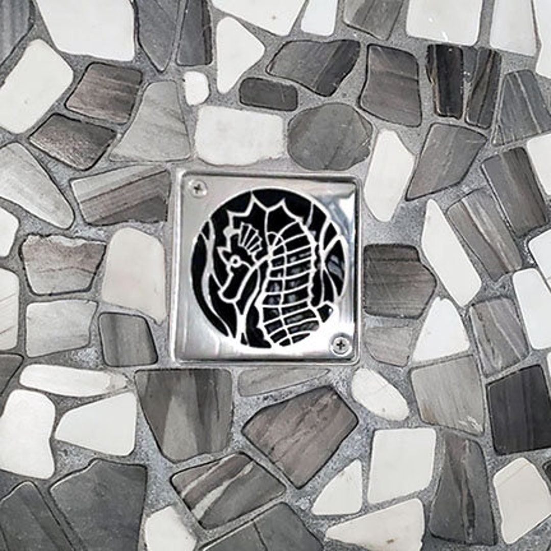 Square Shower Drain Cover Seahorse Design Compatible With Etsy