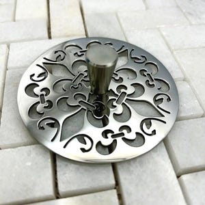 Fleur De Lis Kitchen Sink Strainer: Stainless Steel Designer Drain
