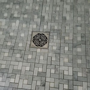 Square Shower Drain Cover, Classic Scrolls No. 6 Design, Made to fit Schluter-Kerdi