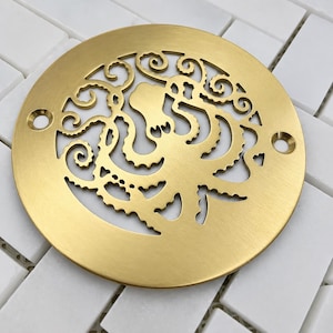 Shower Drain, 4.00" Diameter, Octopus Design by Designer Drains