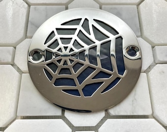 Round Shower Drain Cover, Spider Web Design – 4" Replacement for Oatey