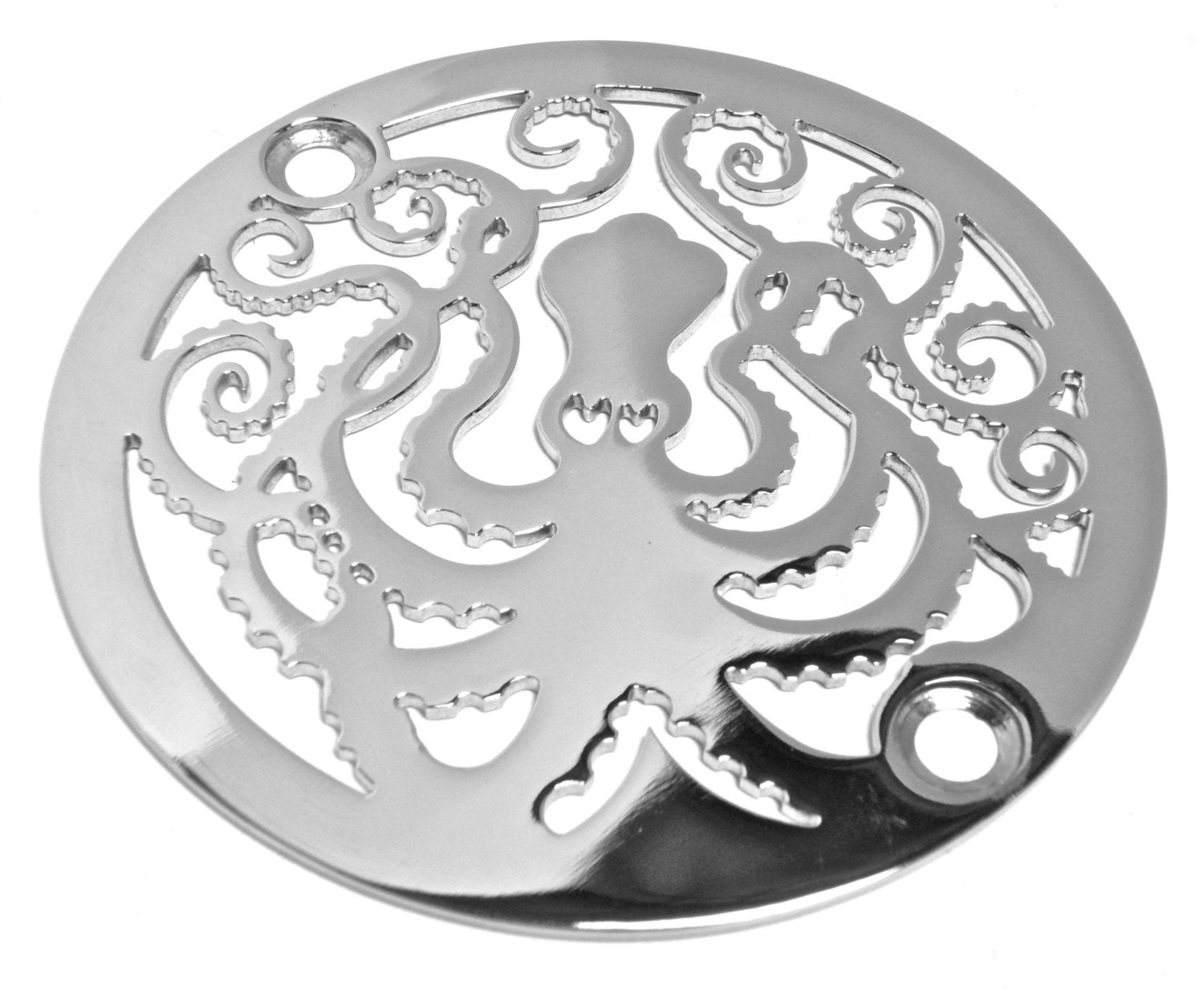 Shower Drain, 3.25 Diameter, Octopus Design by Designer Drains 