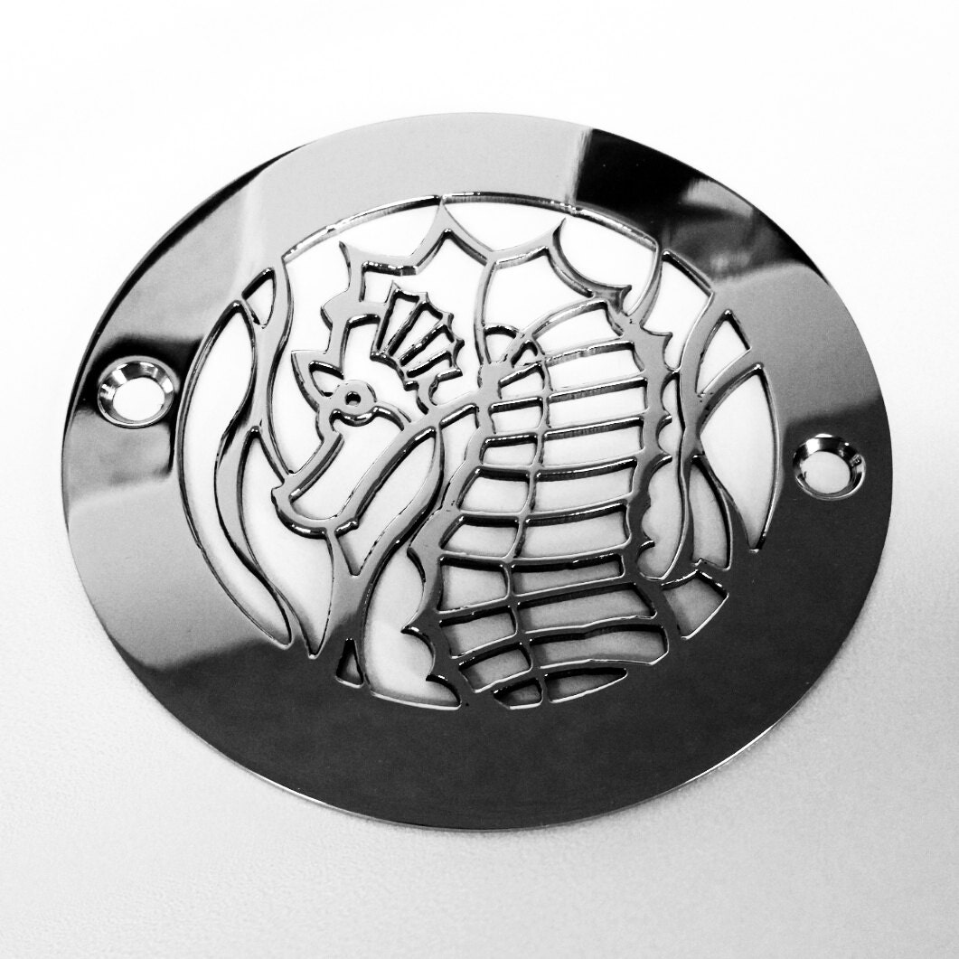 Shower Drain 4 4.25 Inch Round Seahorse Shower Drain by Etsy