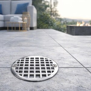Geometric Squares Stainless Steel Outdoor Drain Cover - Fits NDS 3 & 4 Inch Collars