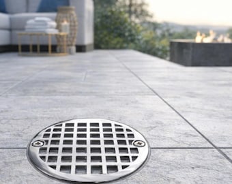 Geometric Squares Stainless Steel Outdoor Drain Cover - Fits NDS 3 & 4 Inch Collars