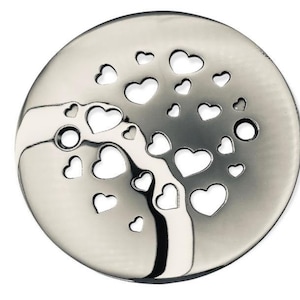 Hearts Design Shower Drain Cover: 4.25&quot; Stainless Steel Replacement