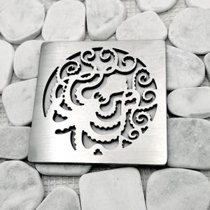 Octopus Shower Drain Cover - 3.75" Square Ebbe Replacement | Decorative Stainless Steel