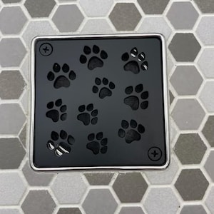 Square Shower Drain - Dog Paws Drain Cover - Made To Fit Schluter