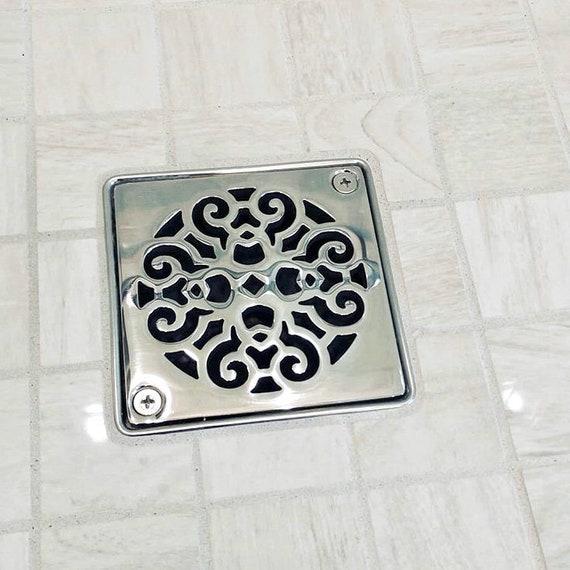 Square Shower Drain Cover, Replacement for Schluter-kerdi, Geometric Design  by Designer Drains 